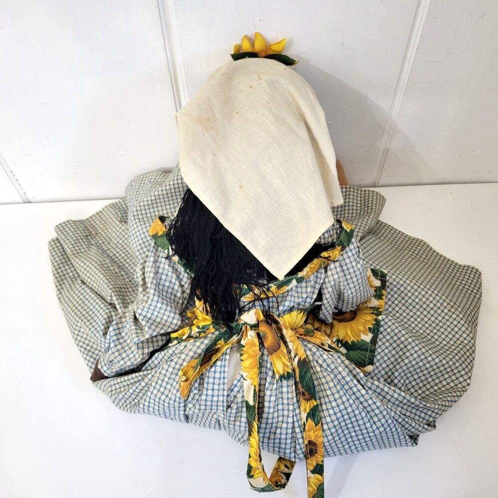 Extra Large Handmade Folk Doll Three Feet Tall With Sunflowers - Picture 3 of 6